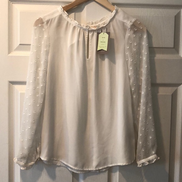 Anthropologie polyester white blouse - Picture 1 of 8